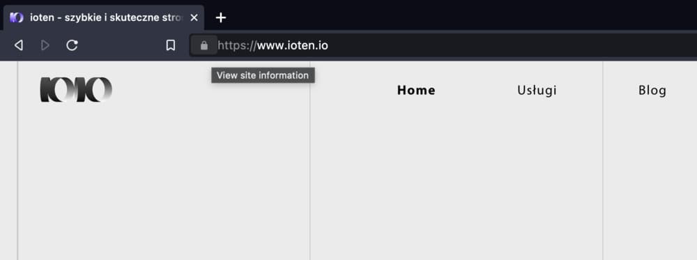 strona internetowa ioten, kłódka przy adresie url